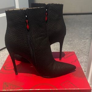 Christian Louboutin Black Textured Heeled Boots